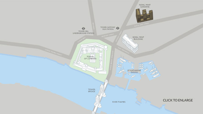 Location of Royal Mint Gardens